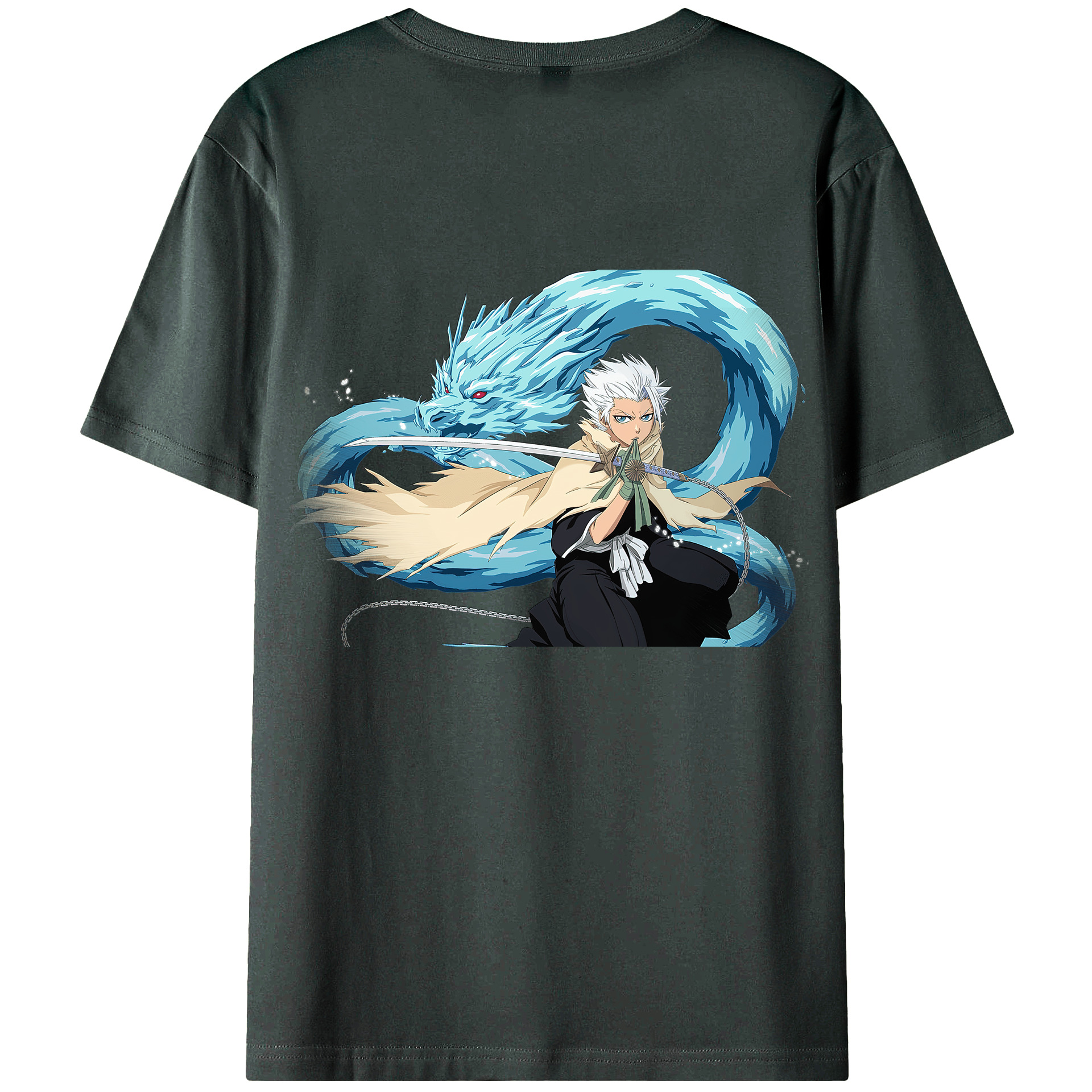 （画像用） ブリーチ 日番谷冬獅郎（ひつがや とうしろう） BLEACH Hitsugaya Toushirou 綿100％ メンズ半袖Tシャツ（バックプリント） 通気性